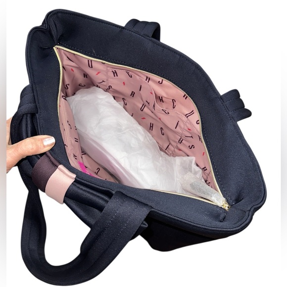 NEW ~ Stella & Dot Crush It Bow Tote in navy blue with Bow Accent Zip closure - Picture 7 of 12